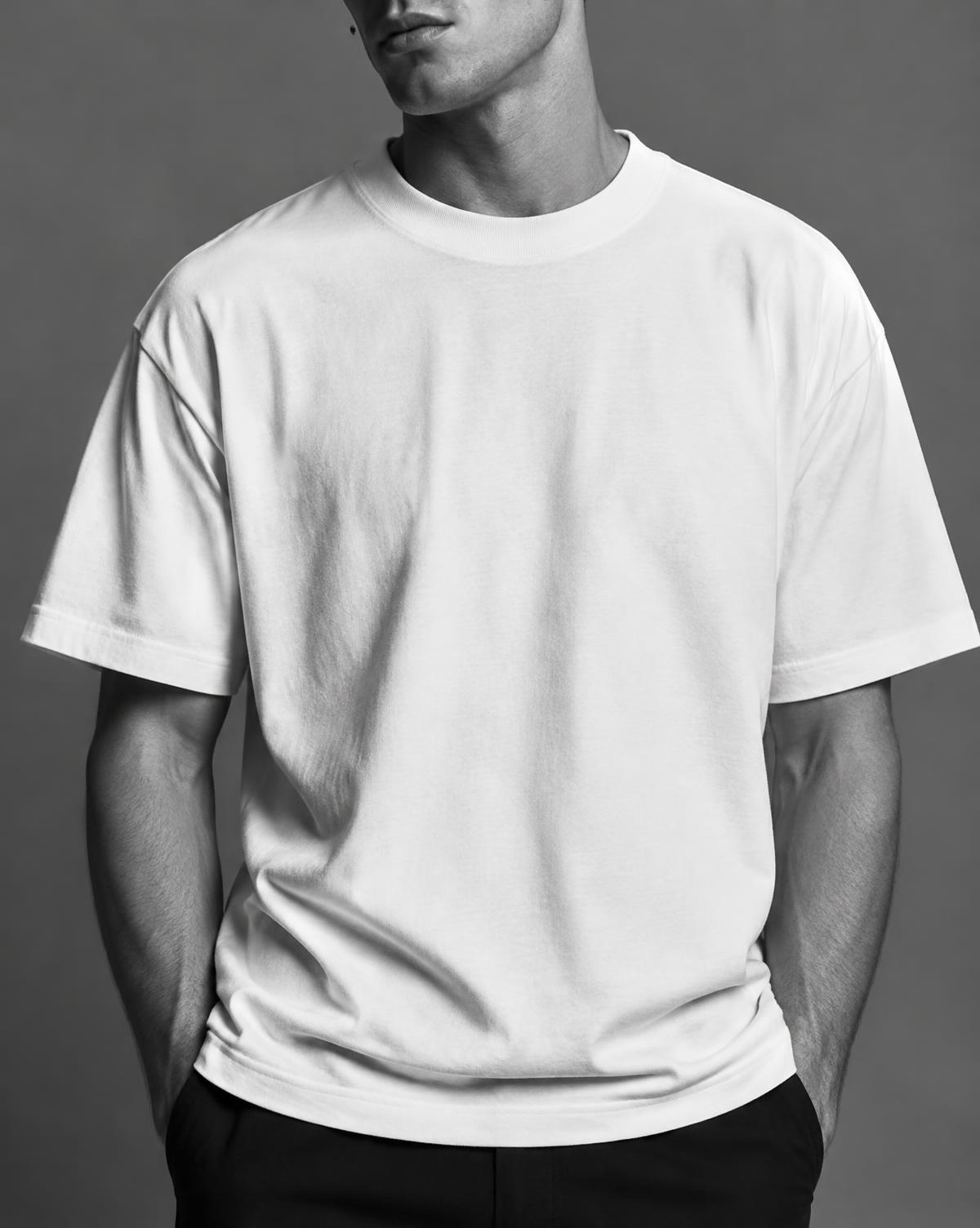 Model w białym T-shircie blank